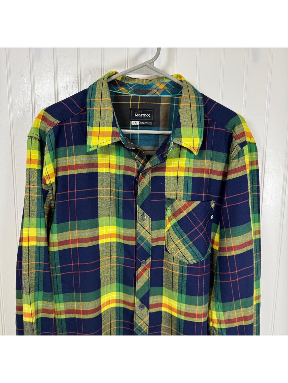 Marmot Anderson Lightweight Men's Large Plaid Flannel Hiking Outdoor Shirt